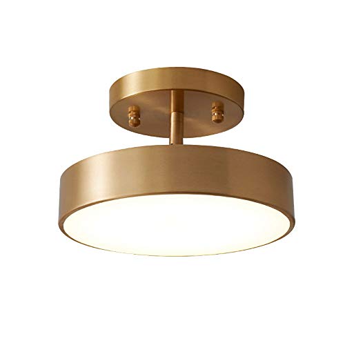 Klassische goldene einfache runde Semi Flush Mount Deckenleuchte Kaltes Licht, warmes Licht, neutrales Licht, trichromatisches Licht Deckenleuchte Deckenleuchte aus Messing Abstellraum für Flurtreppen von WFZRXFC
