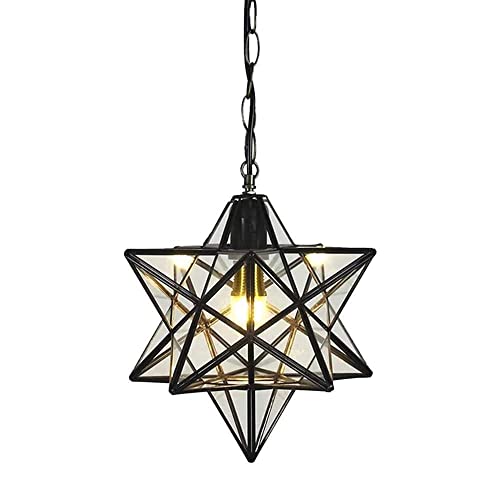 Kronleuchter Moravian Star Rays Glas Pendelleuchte Veranda hängende Tropfen Laterne Deckenleuchte Schatten für Loft Bar Café Flur Gang Kinderzimmer Persönlichkeit Pentagramm Form hängendes Droplight von WFZRXFC