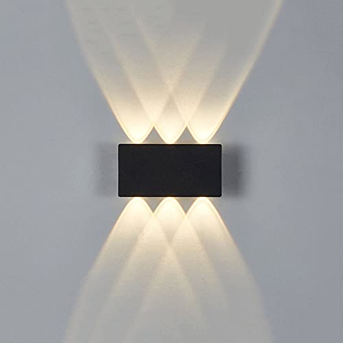 Moderne schlichte schwarze rechteckige Terrassenleuchte P Outdoor IP65 wasserdichte Wandleuchte Lampenkörper aus mattiertem Aluminiumdruckguss nach oben und unten Verwendet in Hotelgang-Deckhof von WFZRXFC