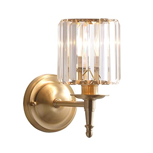 WFZRXFC Antik Messing Farbe E14 Kristall Wandleuchte Europäische Einfache Wandleuchte Kerze Wandleuchte Innendekoration Leuchte Moderne Goldbeleuchtung Für Wohnzimmer Esszimmer Bett Veranda von WFZRXFC