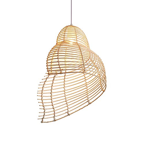 WFZRXFC Bamboo Home Lighting Pendelleuchte für Kücheninsel, Esszimmer, handgewebte Muschel-Bambus-Hängelampe, kreatives Rattan, südostasiatischer Stil, dekorieren, Kronleuchter, Bar, Café, Wohnzimmer von WFZRXFC