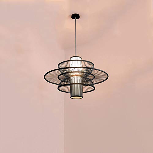 WFZRXFC Japanische Klassische Kunst Kronleuchter Mehrschichtiges Design Retro Pendelleuchte Bambus Laterne Leuchte Lounge Esszimmer Küche Insel Hängelampe von WFZRXFC