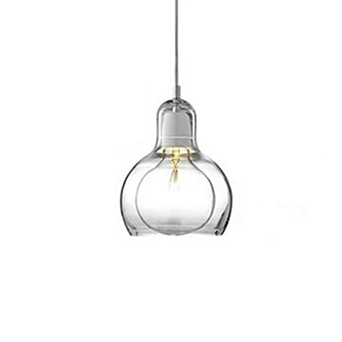 WFZRXFC Kürbis Design Dekoration Kleine Pendelleuchte Glas Lampenkörper Transparentes Glas Runder Lampenschirm E27 Hängende Deckenleuchte Für Showroom Esszimmer Atmosphäre Kronleuchter von WFZRXFC
