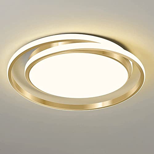 WFZRXFC LED-Deckenleuchte, goldene Kreisform, Leuchte, 55 W, stufenlos dimmbar, Deckenlampe mit Fernbedienung, für Lounge, Flur, Wohnzimmer, Schlafzimmer [Energieklasse A+++] von WFZRXFC