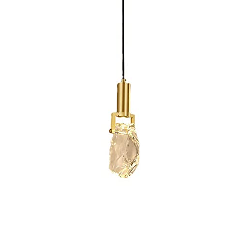 WFZRXFC Mini Gold 4,7 Zoll transparenter Kristall unregelmäßige Pendelleuchte Metall Lampenfassung Hängelampe verstellbare Schnur Deckenleuchte Barber Shop Cafe Nachttisch Innenleuchter von WFZRXFC