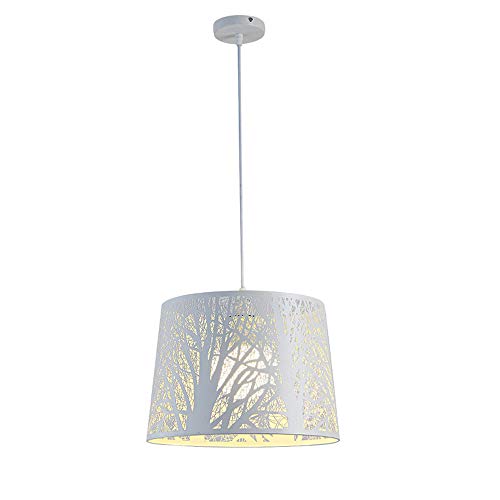 WFZRXFC Moderne und einfache Eisen Kunst Leuchte Single Head Creative Restaurant Hängelicht Geschnitzte weiße Wohnlampe Künstlerische Persönlichkeit Industriestil Decke Hängelampe von WFZRXFC