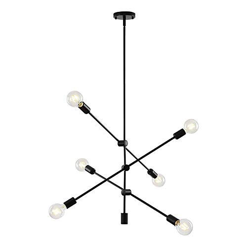 WFZRXFC Nordic Postmodern Minimalism Deckenleuchte Geometric Line Art Pendelleuchte Landhausstil Bauernhaus Leuchte 6 Lichter Sputnik Kronleuchter von WFZRXFC