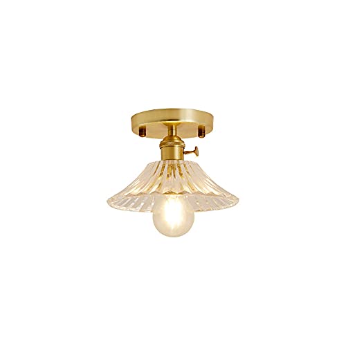 WFZRXFC Nordische kreative Persönlichkeit Interieur Semi Flush Mount Deckenleuchte Goldene Deckenleuchte mit rundem Sockel Modemöbeldekoration Deckenbeleuchtung Mit transparentem Glaslampenschirm von WFZRXFC
