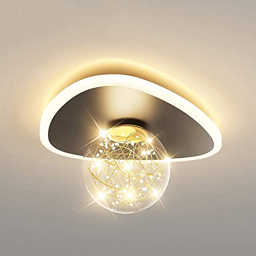 WFZRXFC Nordischer Goldener Kreativkorridor LED Deckeneinbauleuchte 16W dreifarbig dimmbare verstellbare Deckenlampe Mit runder Glaskugel-Dekorations-Deckenbeleuchtung von WFZRXFC