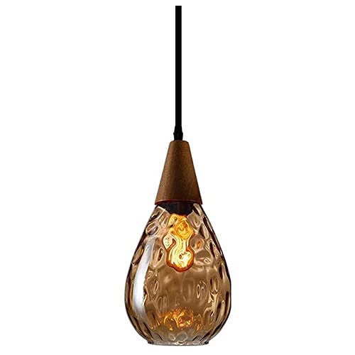 WFZRXFC Single-Head Nordic Wasserkorn Wassertropfenform Glaspendelleuchte Restaurant Deckenleuchter Retro Holz Hängelampe für Loft Bar Küche Café Hotel Droplight E27 WFZRXFC Single-Head Nordic Wasserkorn Wassertropfenform Glaspendelleuchte Restaurant Deckenleuchter Retro Holz Hängelampe für Loft Bar Küche Café Hotel Droplight E27 von WFZRXFC