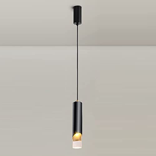 WFZRXFC Zylindrische Aluminium Pendelleuchte Kücheninsel Hängelampe LED Langrohr Kronleuchter Kristallkopf Droplight Bar Strahler Leuchte Aufhängung Höhenverstellbar von WFZRXFC