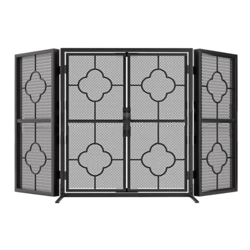 Bodenstehender vierfach gefalteter Kaminschirm, schwarzes Vintage-Metallschutznetz, dekorativer Zaun for Zuhause Feuerfunkenschutz Bodenstehender vierfach gefalteter Kaminschirm, schwarzes Vintage-Metallschutznetz, dekorativer Zaun for Zuhause Feuerfunkenschutz von WFchenj222-6
