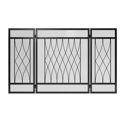 Dreifach gefalteter Kaminschirm aus schwarzem Metall, Hohlraum- und Mesh-Kamin-Funkenschutzzaun Feuerfunkenschutz Dreifach gefalteter Kaminschirm aus schwarzem Metall, Hohlraum- und Mesh-Kamin-Funkenschutzzaun Feuerfunkenschutz von WFchenj222-6