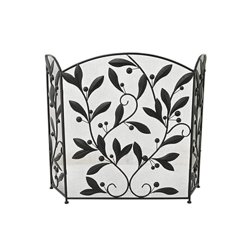 Faltbarer Kaminschutz aus 3-teiligem Netzgewebe mit Blatt- und Blumenmuster, 114,3 x 76,2 cm Feuerfunkenschutz Faltbarer Kaminschutz aus 3-teiligem Netzgewebe mit Blatt- und Blumenmuster, 114,3 x 76,2 cm Feuerfunkenschutz von WFchenj222-6