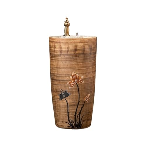 Freistehendes Waschbecken Einteiliges Keramikwaschbecken for den Haushalt, Badezimmer-Waschbecken mit Wasserhahn und Abfluss-Set von WFchenj222-6