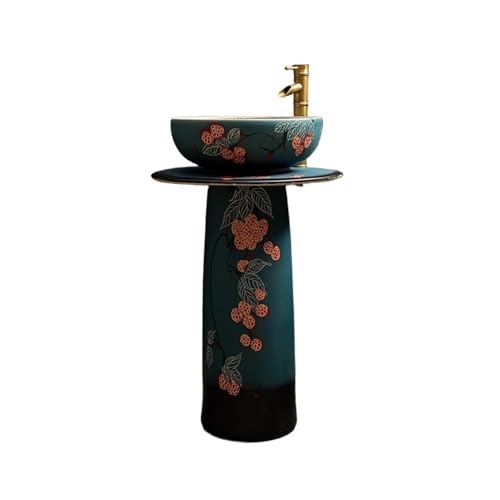 Freistehendes Waschbecken Freistehender Badezimmerwaschtisch aus Keramik mit Wasserhahn und Abflussset Freistehendes Waschbecken Freistehender Badezimmerwaschtisch aus Keramik mit Wasserhahn und Abflussset von WFchenj222-6