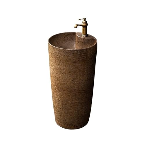 Freistehendes Waschbecken Freistehendes Badezimmer-Waschbecken mit Wasserhahn und Abfluss, Keramikwaschbecken for den Innen- Außenbereich von WFchenj222-6