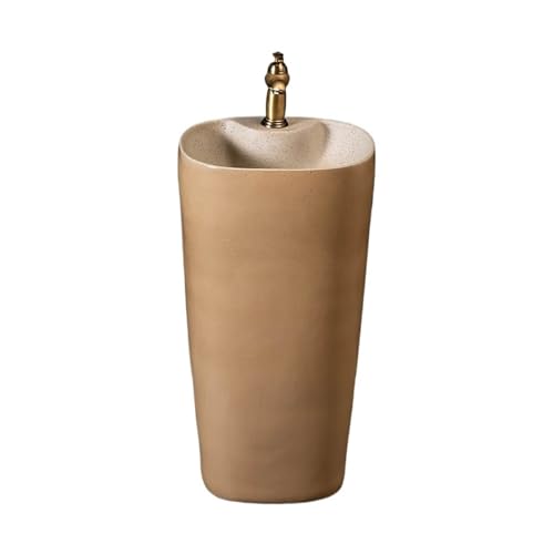 Freistehendes Waschbecken Garten Integriertes Standwaschbecken Badezimmer Keramikwaschbecken mit Wasserhahn und Abfluss-Kit von WFchenj222-6