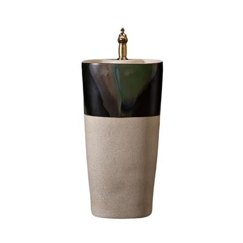 Freistehendes Waschbecken Haushaltskeramik-Waschbeckenkombination mit Wasserhahn und Abflussset, integriertes Badezimmerwaschbecken von WFchenj222-6