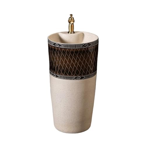 Freistehendes Waschbecken Home Badezimmer Standwaschbecken Keramik mit Wasserhahn und Ablaufgarnitur von WFchenj222-6