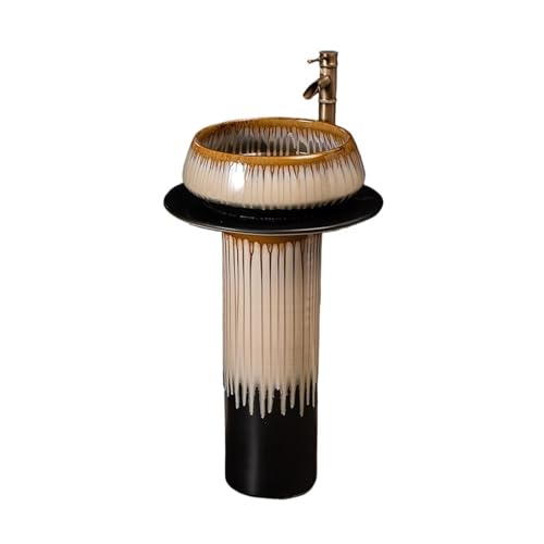 Freistehendes Waschbecken Home Badezimmer Standwaschbecken Outdoor aus Keramik mit Wasserhahn und Abfluss von WFchenj222-6