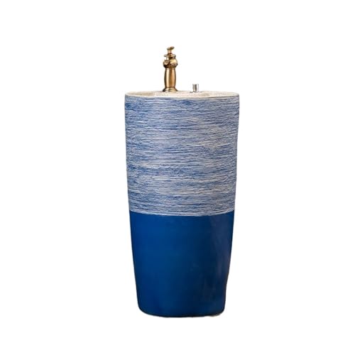 Freistehendes Waschbecken Home Integriertes Keramikwaschbecken Hotel-Standwaschbecken mit Wasserhahn und Abfluss-Kit von WFchenj222-6