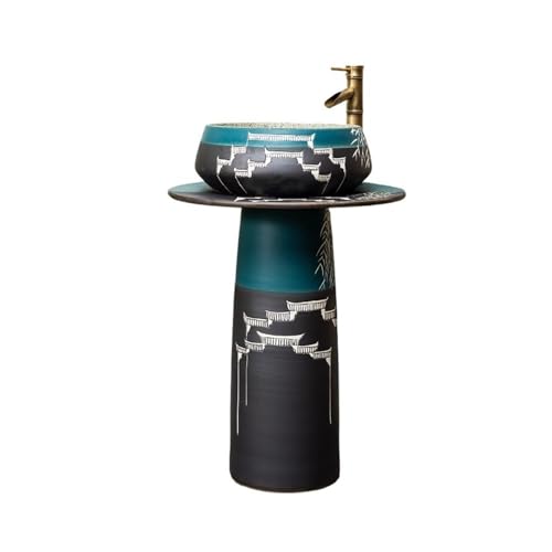 Freistehendes Waschbecken Home Standwaschbecken Badezimmer Keramik Waschbecken mit Wasserhahn und Ablaufgarnitur von WFchenj222-6