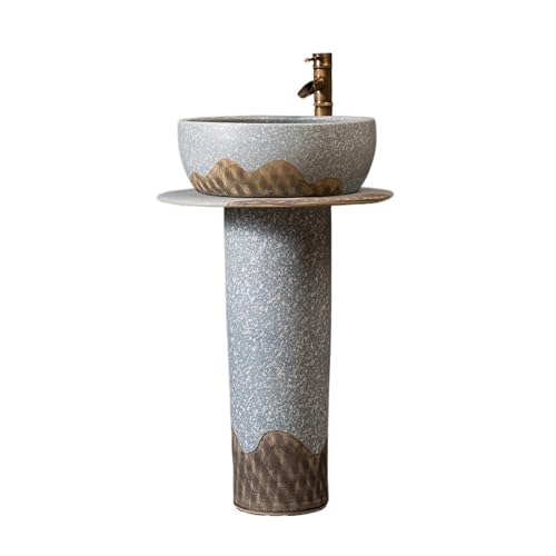 Freistehendes Waschbecken Keramik-Waschbecken mit Standfuß und Wasserhahn for den Terrassenbalkon von WFchenj222-6