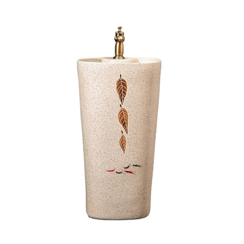 Freistehendes Waschbecken Keramikwaschbecken Hotel Integriertes Standwaschbecken mit Wasserhahn und Abfluss-Kit von WFchenj222-6