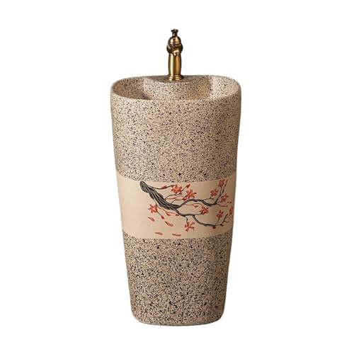 Freistehendes Waschbecken Keramikwaschbecken Hotelbalkon-Standwaschbecken mit Wasserhahn und Abfluss-Kit von WFchenj222-6