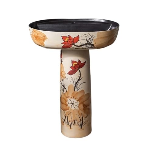 Freistehendes Waschbecken Lotus Badezimmer-Waschbecken mit Abfluss und Wasserhahn, freistehendes Keramikwaschbecken Freistehendes Waschbecken Lotus Badezimmer-Waschbecken mit Abfluss und Wasserhahn, freistehendes Keramikwaschbecken von WFchenj222-6