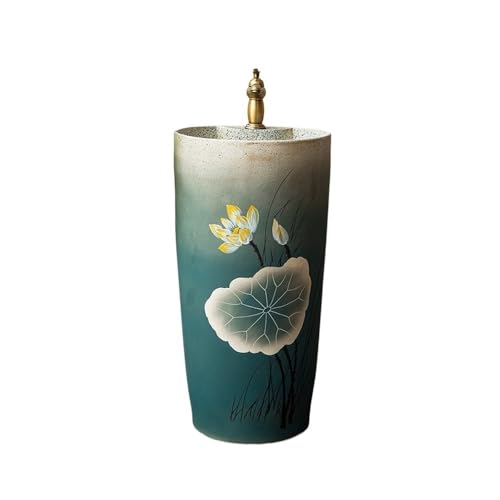 Freistehendes Waschbecken Retro Keramik Standwaschbecken Integrierte Badezimmer Eitelkeit mit Wasserhahn und Ablauf Kit Freistehendes Waschbecken Retro Keramik Standwaschbecken Integrierte Badezimmer Eitelkeit mit Wasserhahn und Ablauf Kit von WFchenj222-6