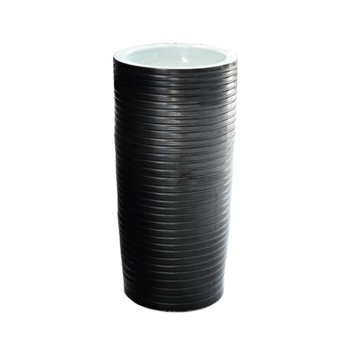 Freistehendes Waschbecken Schwarzes einfaches Säulenwaschbecken mit Wasserhahn und Abflussset Badezimmer Balkon Einteiliges Waschbecken Freistehendes Waschbecken Schwarzes einfaches Säulenwaschbecken mit Wasserhahn und Abflussset Badezimmer Balkon Einteiliges Waschbecken von WFchenj222-6