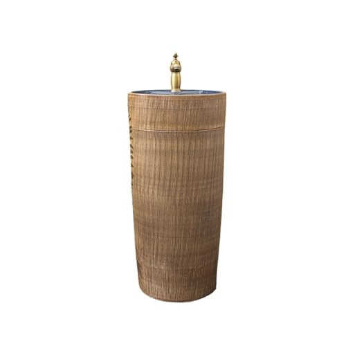 Freistehendes Waschbecken Vintage Badezimmer-Waschbecken mit Wasserhahn und Abfluss-Set, Keramikwaschbecken for den Innen- Außenbereich von WFchenj222-6