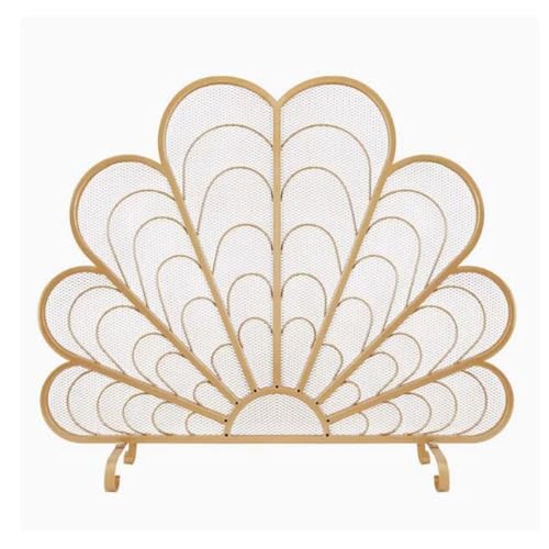 Kaminschirm Fallende U-Bahn-Kunst Schnitzkunst Trennwand Hohle Haushaltspfauenform Kamineinfassung Feuerfunkenschutz(Gold) von WFchenj222-6