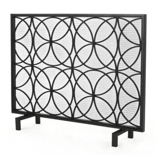 Metall Symmetrischer Kreis Kaminschirm Haushaltsheizung Schutzzaun Dekoration Feuerfestes Netz Feuerfunkenschutz(Schwarz) von WFchenj222-6