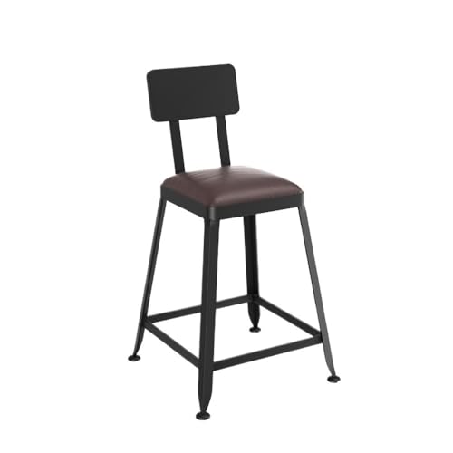 WFchenj222-6 Barhocker Small with Backrest Leather Seat Without Backrest Iron Bar Stool Restaurant Bar High Stools für Küche, Café, Büro von WFchenj222-6