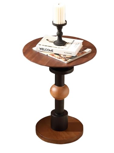 WFchenj222-6 Couchtisch, Runder Beistelltisch aus massivem Walnussholz, Kleiner Couchtisch, perfekt als Beistelltisch for das Sofa oder als Akzenttisch Sofatisch von WFchenj222-6
