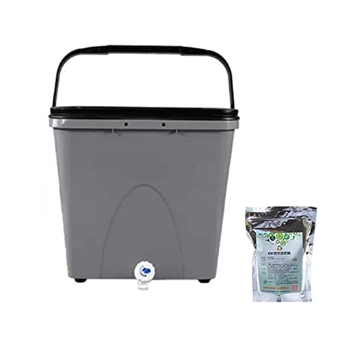 WFchenj222-6 Küchenkompostbehälter- Komposter Mülleimer Küche Komposteimer mit Wasserhahn und Deckel for Arbeitsplatte Verdichter Mülleimer Kompostgärungseimer Komposter(Grigio) von WFchenj222-6