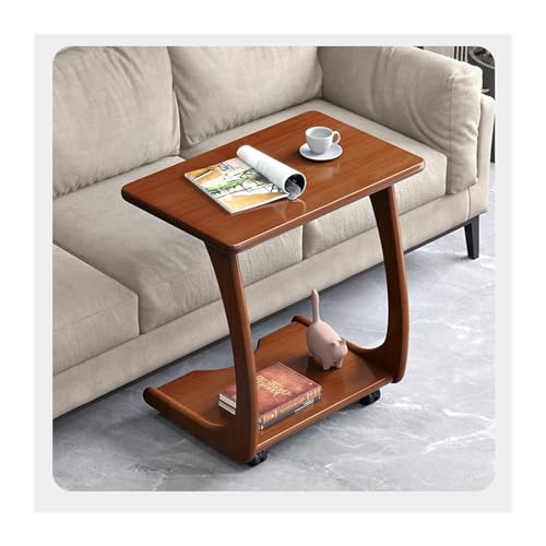 WFchenj222-6 Mobiler Beistelltisch, Wood Movable Side Table, Bedside Mini Simple Side Table, Home Living Room Bedroom Sofa with Wheel Computer Table Couchtisch(45cm) von WFchenj222-6