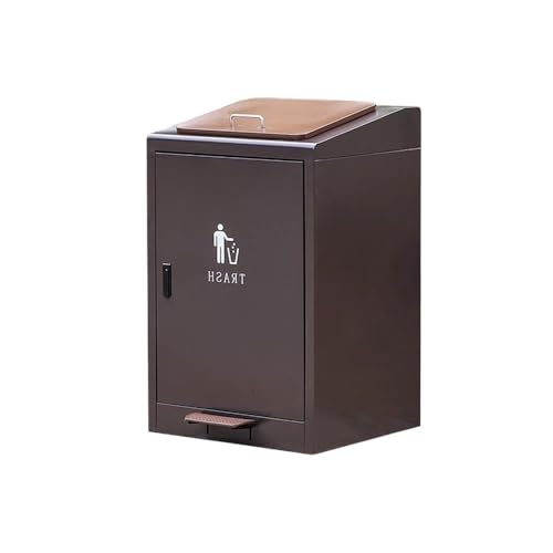 WFchenj222-6 Mülleimer für Terrasse 80L/100L Mülleimer aus Metall for den Außenbereich mit Deckel, for gewerbliche Straßen, öffentliche Bereiche, mit Trittpedal Outdoor-Mülleimer(Klein) von WFchenj222-6