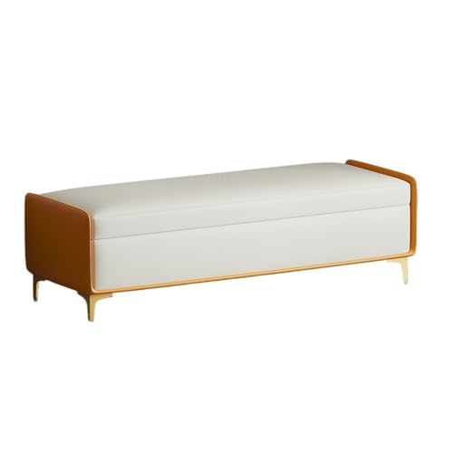 WFchenj222-6 Ottomane fürs Schlafzimmer Bett-Endhocker, Schlafzimmer-Schuhwechselhocker, Eingangsbank, Bekleidungsgeschäft, Garderobenhocker, Ruhesofa, Aufbewahrungshocker(Off-White,Mittel) von WFchenj222-6