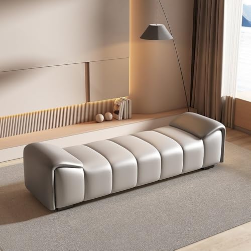 WFchenj222-6 Ottomane fürs Schlafzimmer Lederbetthocker, Schlichter moderner Nachttischhocker for Schlafzimmer, leichte Luxus-Garderobenbank, Lange Bank, Schuhbank(Dark Gray+Light Gray,Klein) von WFchenj222-6