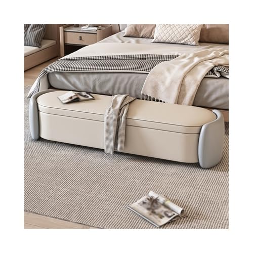 WFchenj222-6 Ottomane fürs Schlafzimmer Leichte Luxus-Bettbank for das Hauptschlafzimmer, Bett-Endbank, Stauraumbett, Vorderseite, Couch, Lange Sofabank, Eingangsschuhbank(Light Gray,Mittel) von WFchenj222-6