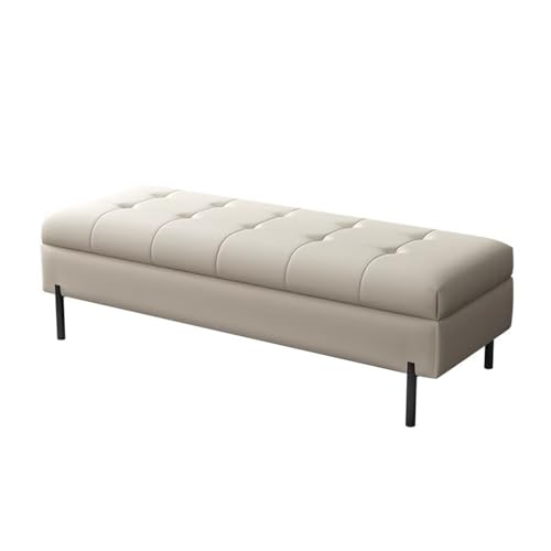 WFchenj222-6 Ottomane fürs Schlafzimmer Schlafzimmerbett Fußhocker Bett Massivholz vorne Sofa Hocker Lagerung Nachttisch(Beige White) von WFchenj222-6