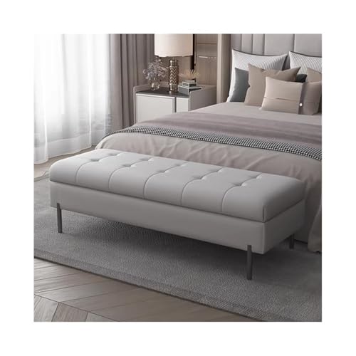 WFchenj222-6 Ottomane fürs Schlafzimmer Schlafzimmerbett Fußhocker Bett Massivholz vorne Sofa Hocker Lagerung Nachttisch(Light Gray) von WFchenj222-6