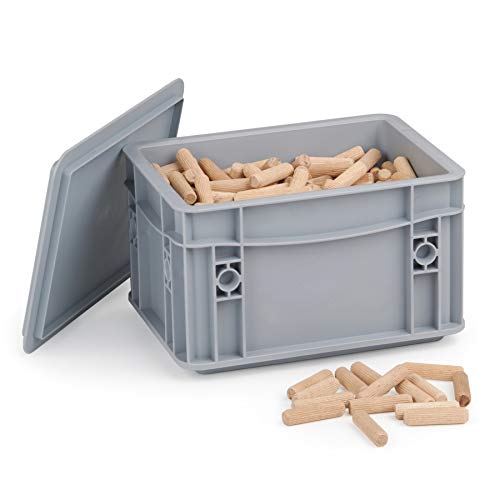 Holzdübel 8mm x 40 | 1kg geriffelte Langholzdübel | Riffeldübel aus Massiver Buche | Lieferung in WFix Systembox | Ideal für Meisterdübler von WFix