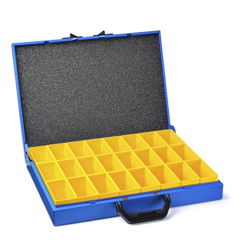 Metallkoffer KM 320 – Robuster Werkzeugkoffer aus Stahlblech, Sortimentskasten für Kleinteile, mit Schaumstoffeinsatz, für Fahrzeugeinrichtungen & WorkMo, ideal für Werkstatt & Transport (B3) von WFix