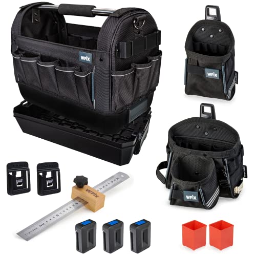 ProClick Starter-Set TB2 inkl. Tool Bag M Werkzeugtrage & ClickTray Werkzeugwanne & 3x Holder & Battery Adapter Set & Tool Pouch L 39 & Tool Pouch M 14 | inkl. Wfix Streichmaß Metall von WFix