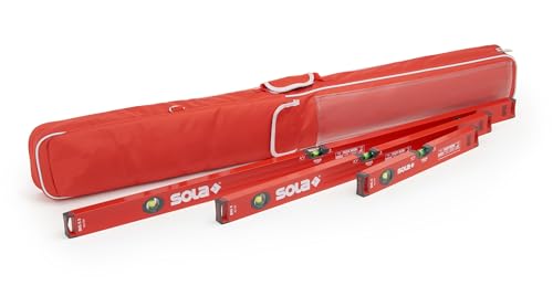 Sola Wasserwaage 40 cm / 80 cm / 120 cm | Inklusive gepolsterter Schutztasche für Wasserwaagen mit Außentaschen & Tragegriff | von Wfix von WFix